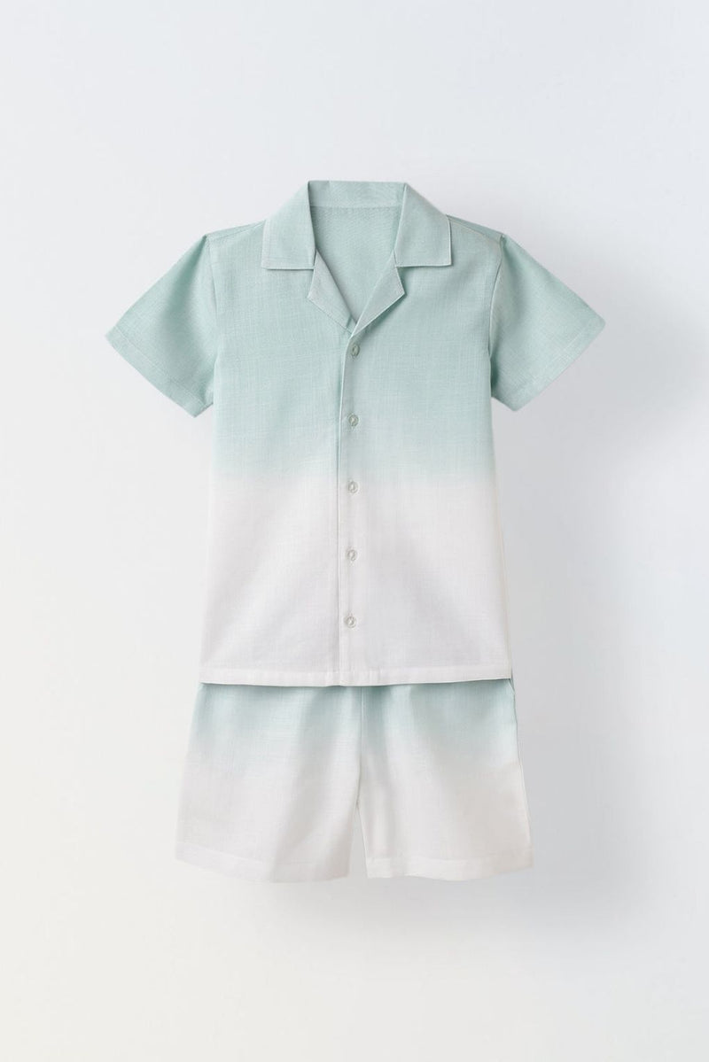 Spunkies Cotton Linen Ombre Mint Green Co-ord set