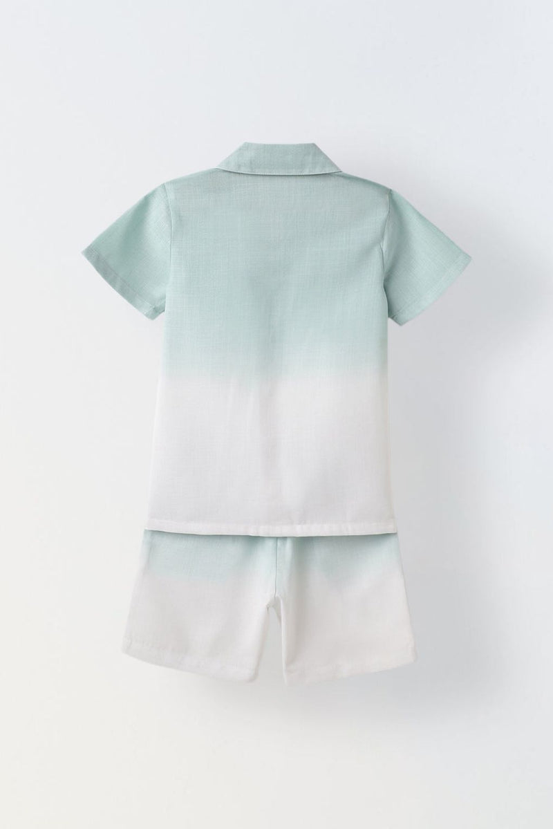 Spunkies Cotton Linen Ombre Mint Green Co-ord set