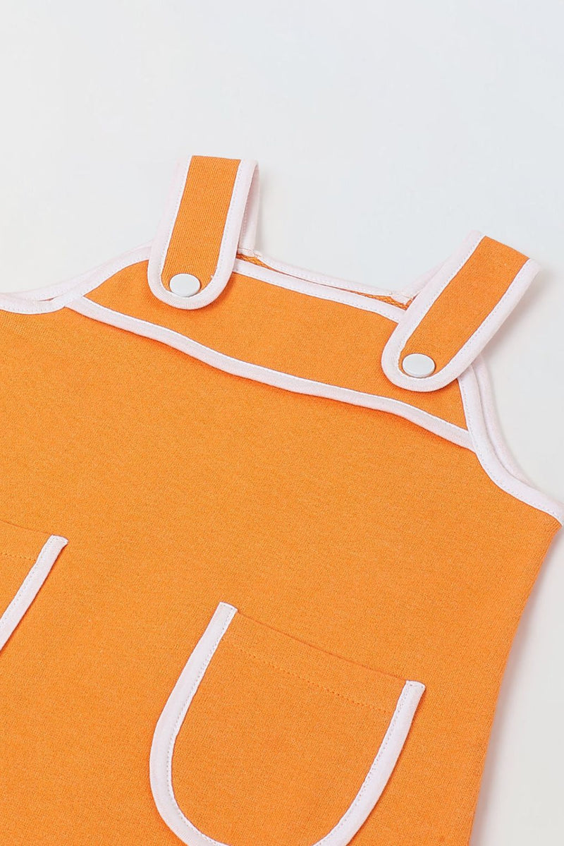 Spunkies Orange Girls Solid Square Neck Sleeveless A-Line Dress