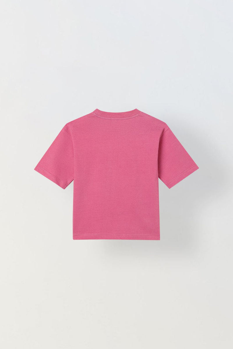 Spunkies Pink Girls Graphic Print Crew Neck Short Sleeves Top