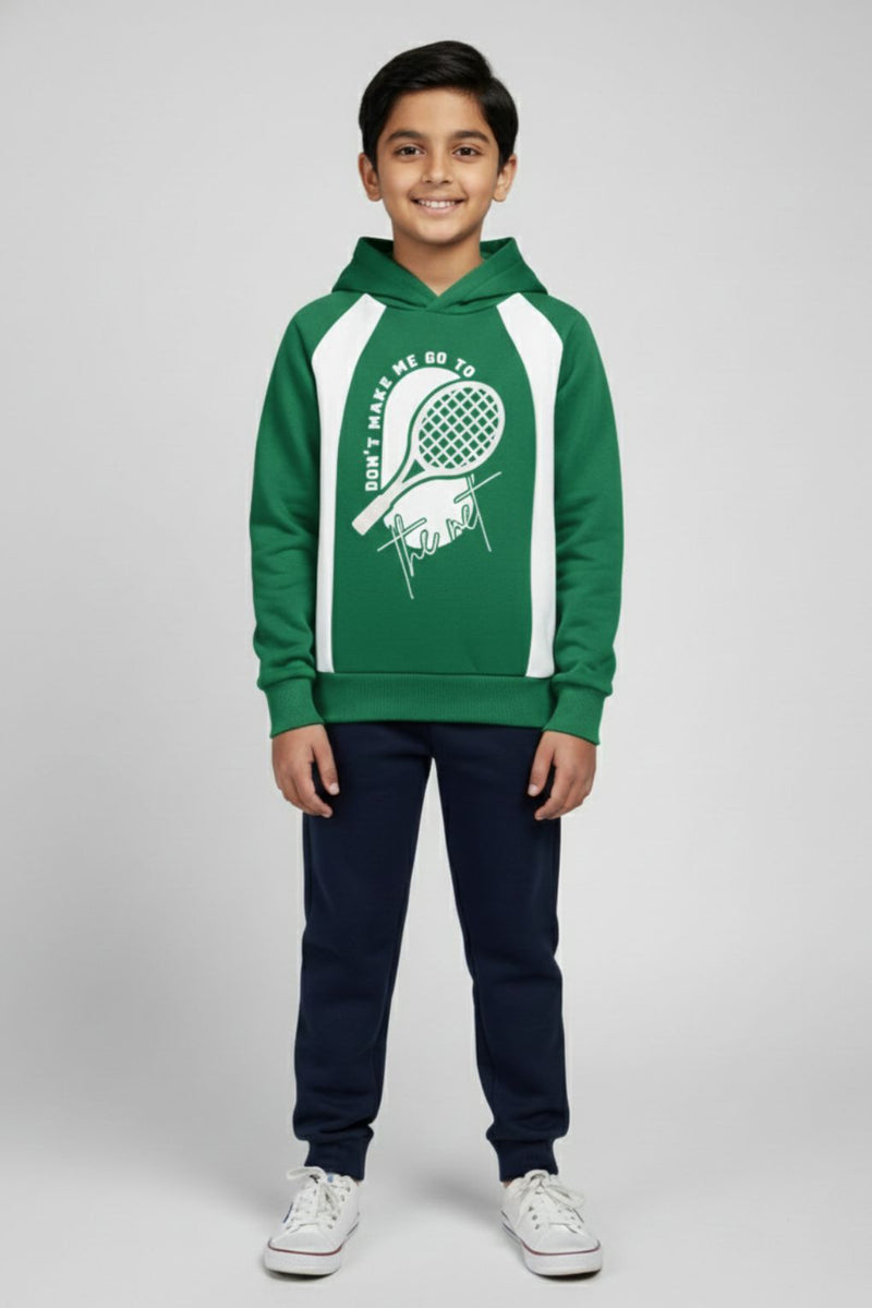 Spunkies Boys Green Hoodie Printed Hoodie Sweatshirt