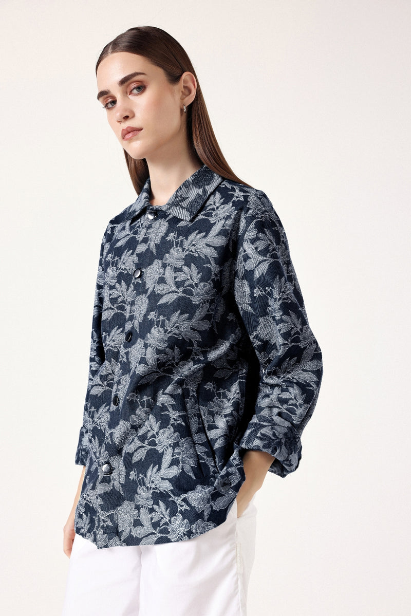 Floral Blaze Denim Unisex Overshirt