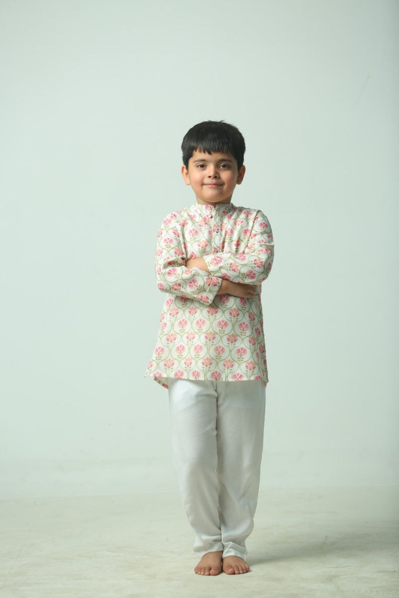Spunkies Boys Ecru Embroidered Kurta Set