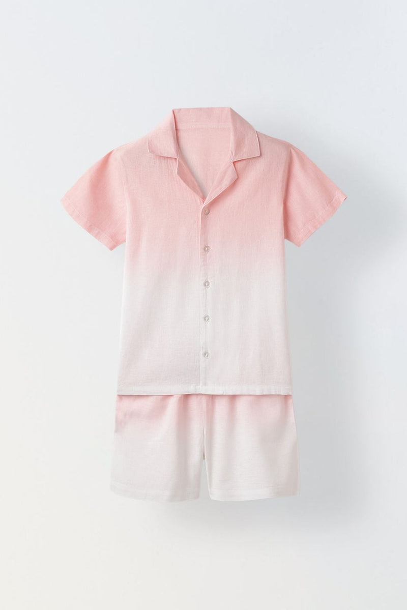 Spunkies Cotton Linen Ombre Pink Co-ord set