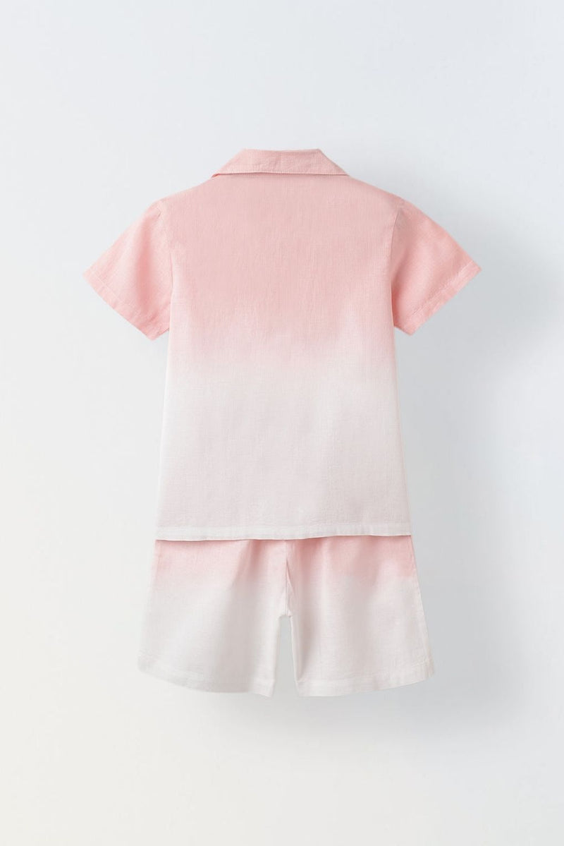 Spunkies Cotton Linen Ombre Pink Co-ord set