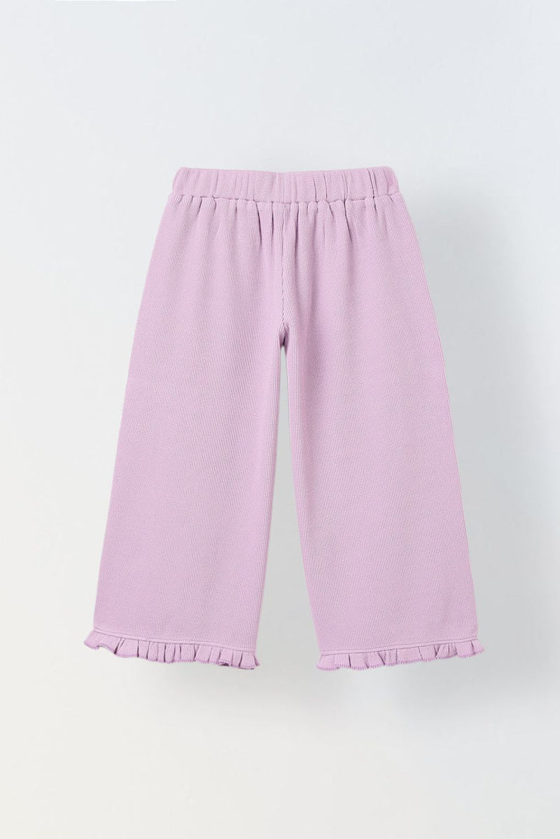 Spunkies Girls Purple Solid Elasticated Waist Trousers