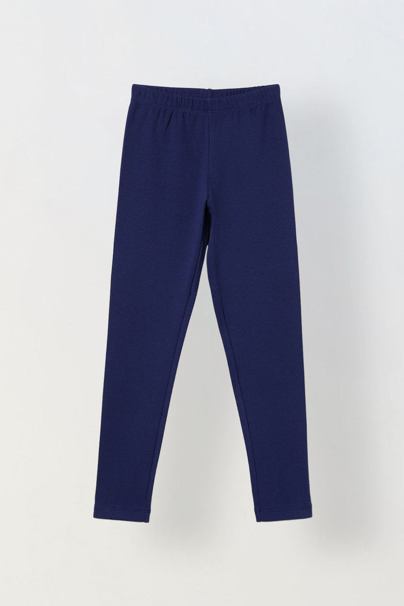 Spunkies Girls Navy Ribbed Fitted Leggings