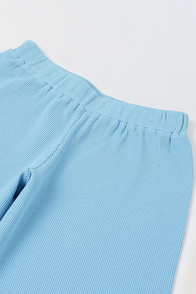 Spunkies Girls Light Blue Solid Elasticated Waist Trousers