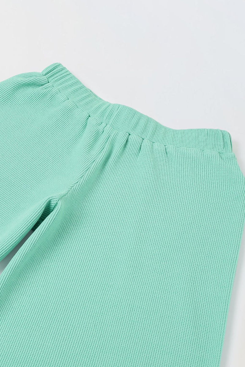 Spunkies Girls Green Solid Elasticated Waist Trousers