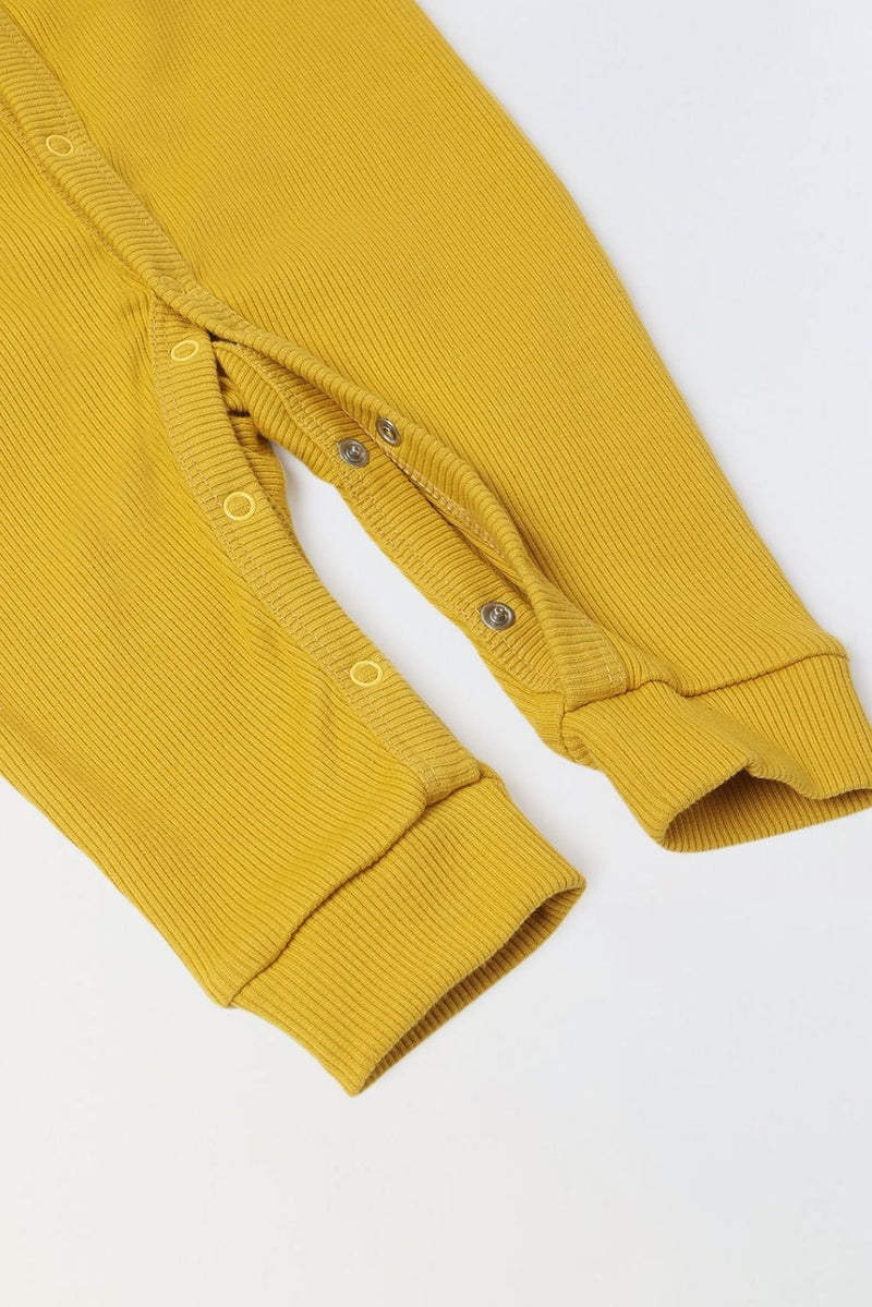 Spunkies Infant Mustard Hooded Romper with Patch