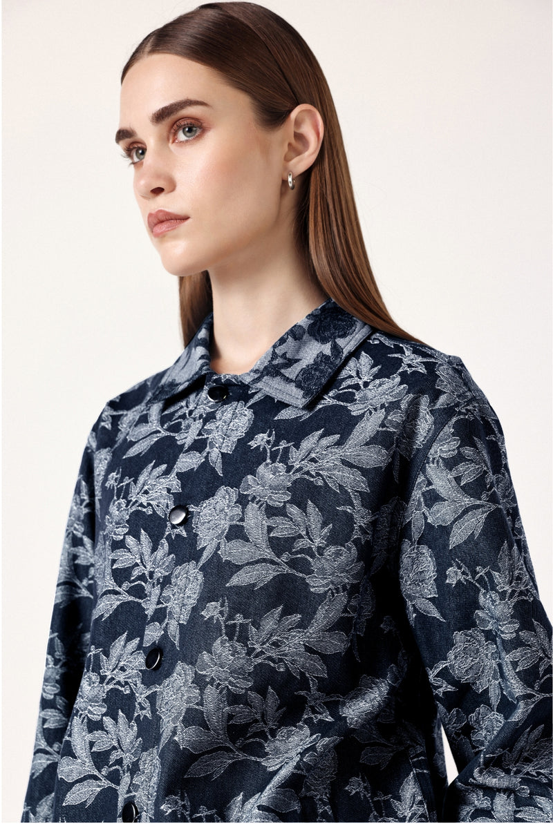 Floral Blaze Denim Unisex Overshirt