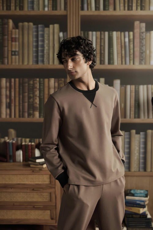 Two-Tone V-Crew Pullover