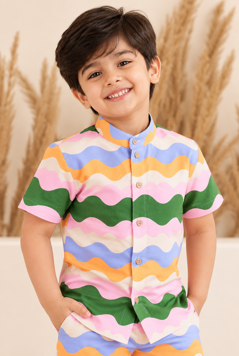 Spunkies Rainbow Waves Shirt & Shorts Set