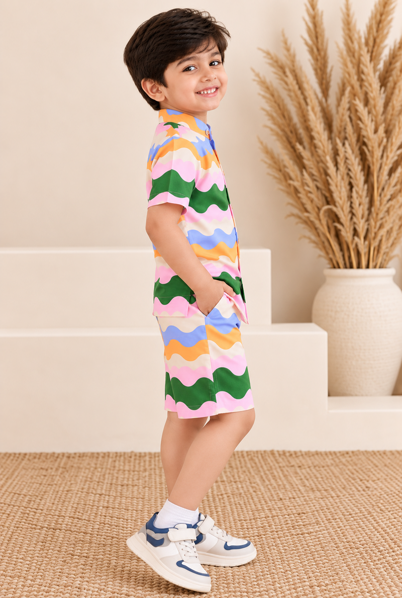 Spunkies Rainbow Waves Shirt & Shorts Set