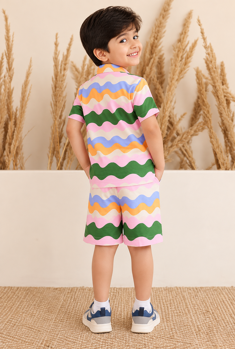Spunkies Rainbow Waves Shirt & Shorts Set