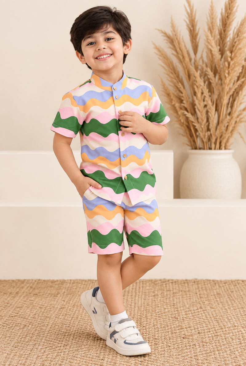 Spunkies Rainbow Waves Shirt & Shorts Set