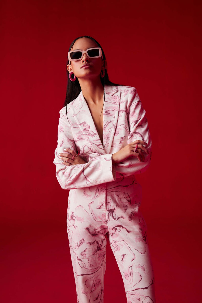 Pink Glam'ourista Crop Blazer Set