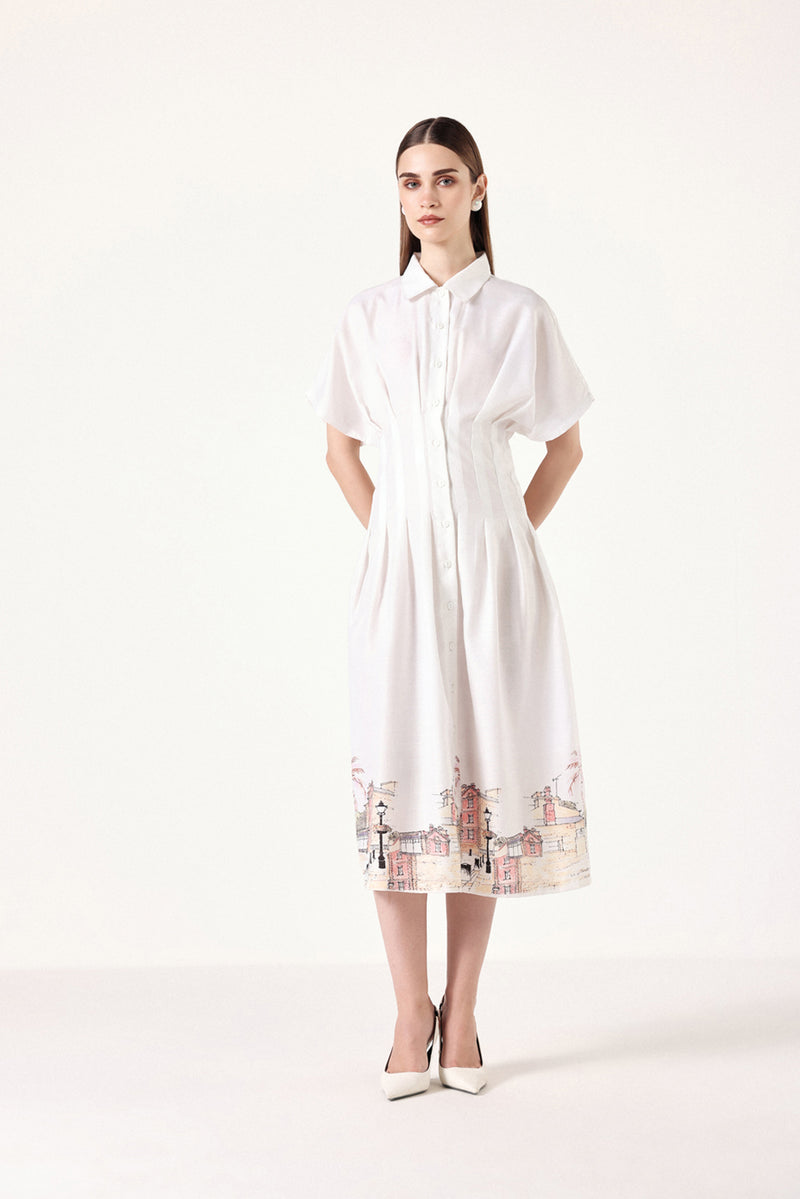 Pleated Linen Dress