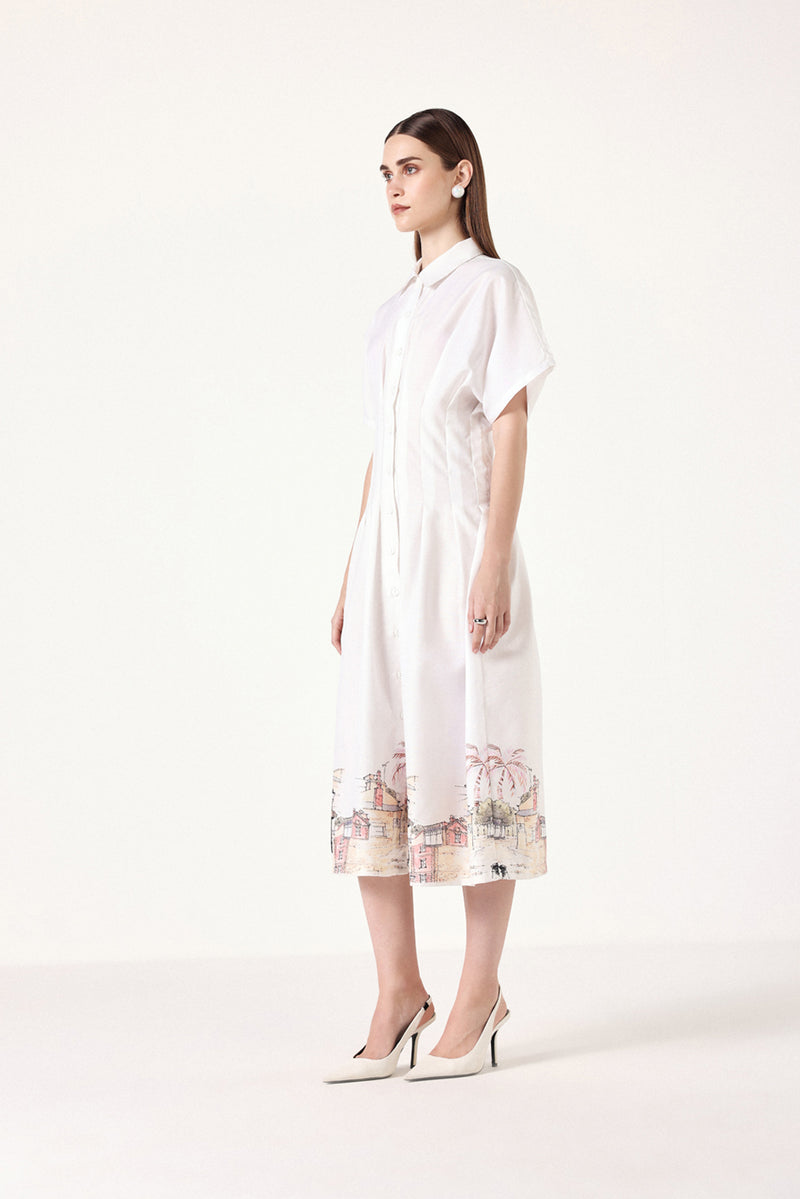 Pleated Linen Dress