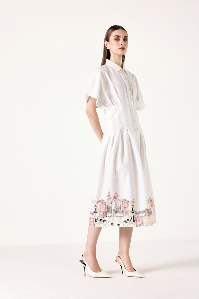 Pleated Linen Dress