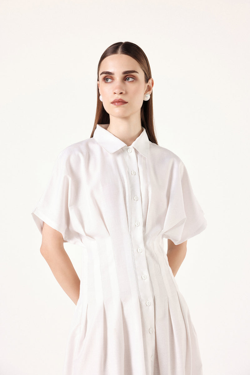 Pleated Linen Dress