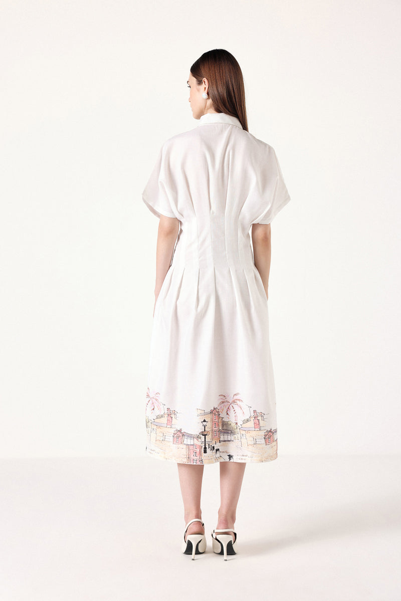 Pleated Linen Dress