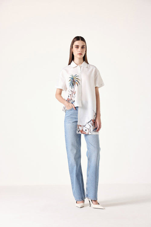 Asymmetry Linen Shirt
