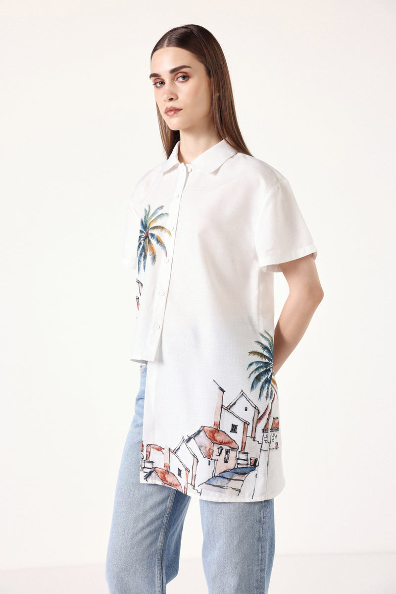 Asymmetry Linen Shirt