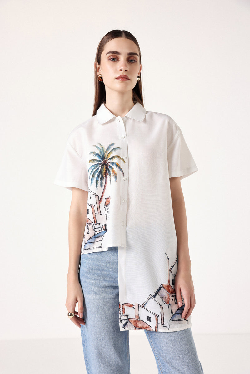 Asymmetry Linen Shirt