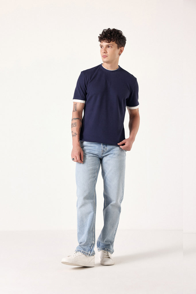 Navy Waffle Layered T-shirt