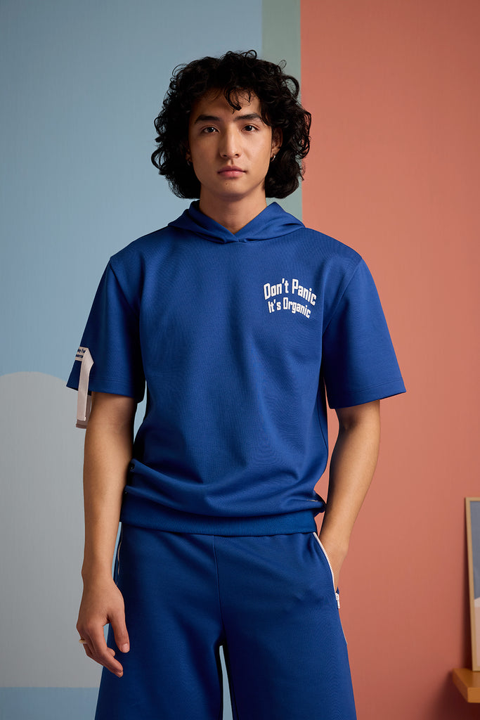 Don't PANIC It's ORGANIC Hoodie Tee - Dazzling Blue