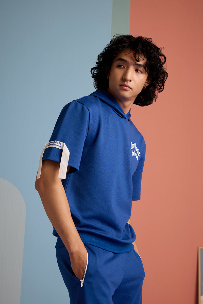 Don't PANIC It's ORGANIC Hoodie Tee - Dazzling Blue