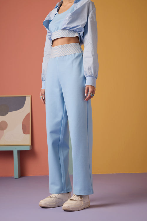 Gro-ove in Grid Pants- Ice Blue