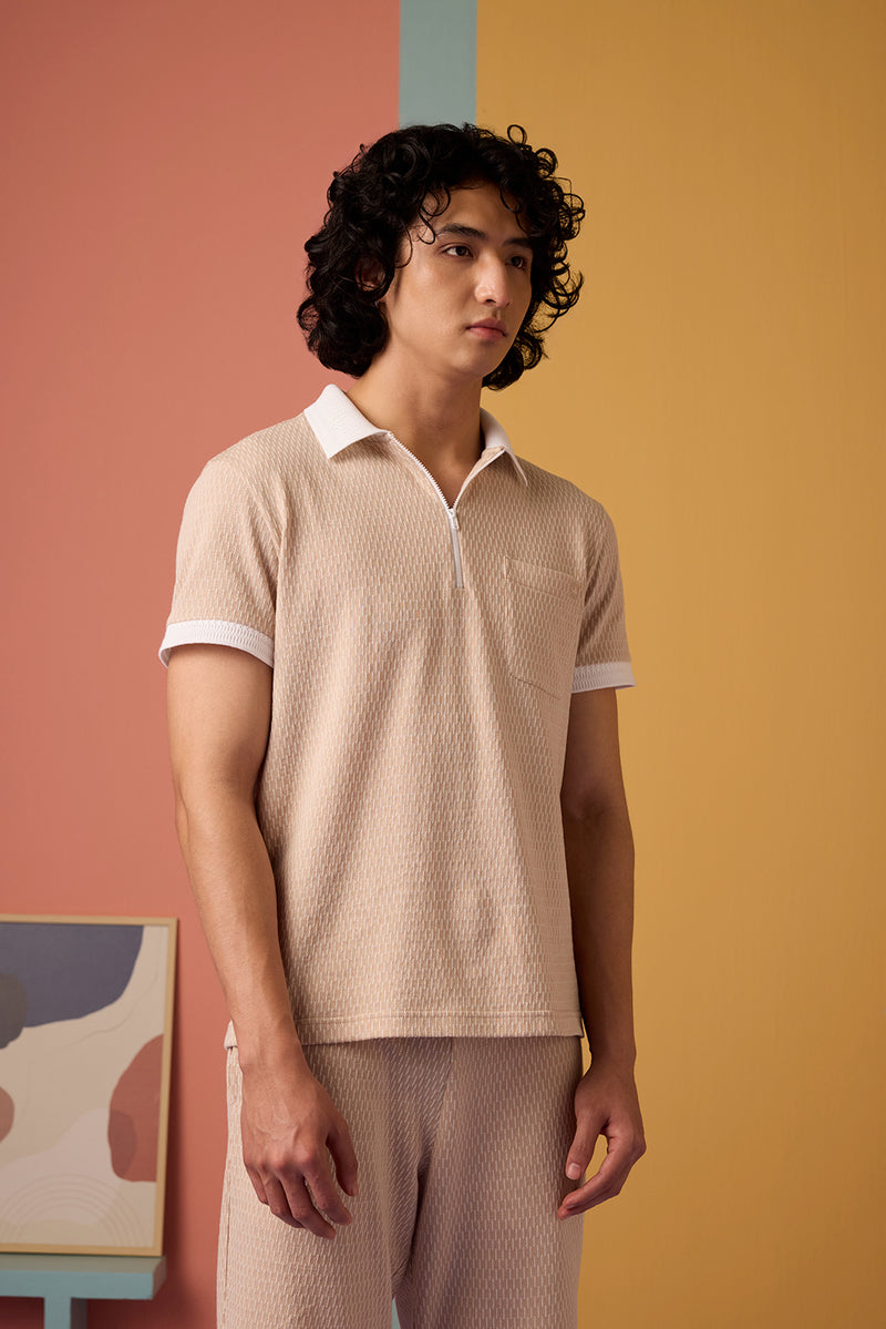 Sunlit Sienna Jacquard Zip Tee