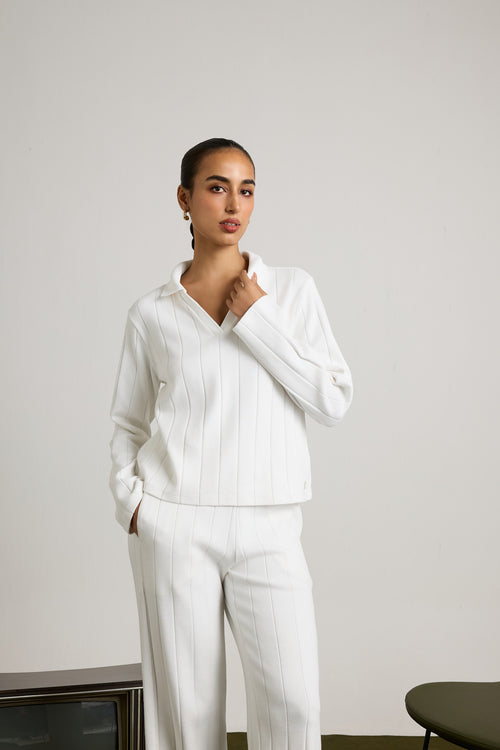 Tactile Pleated Co-ord Set - WH