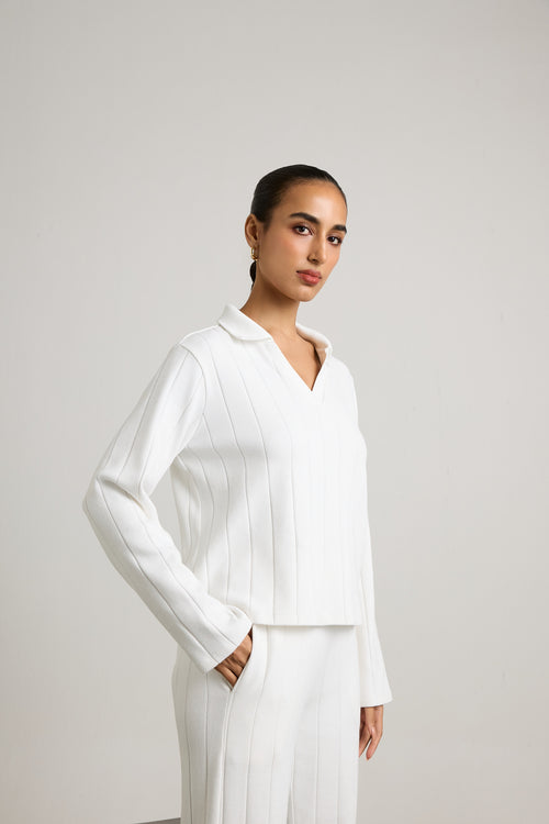 Tactile Pleated Top-WH