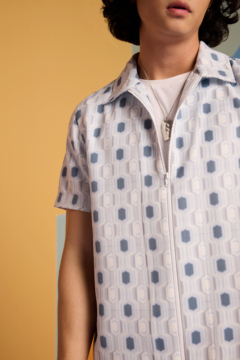 Geo Fusion Shirt - Greyish Blue