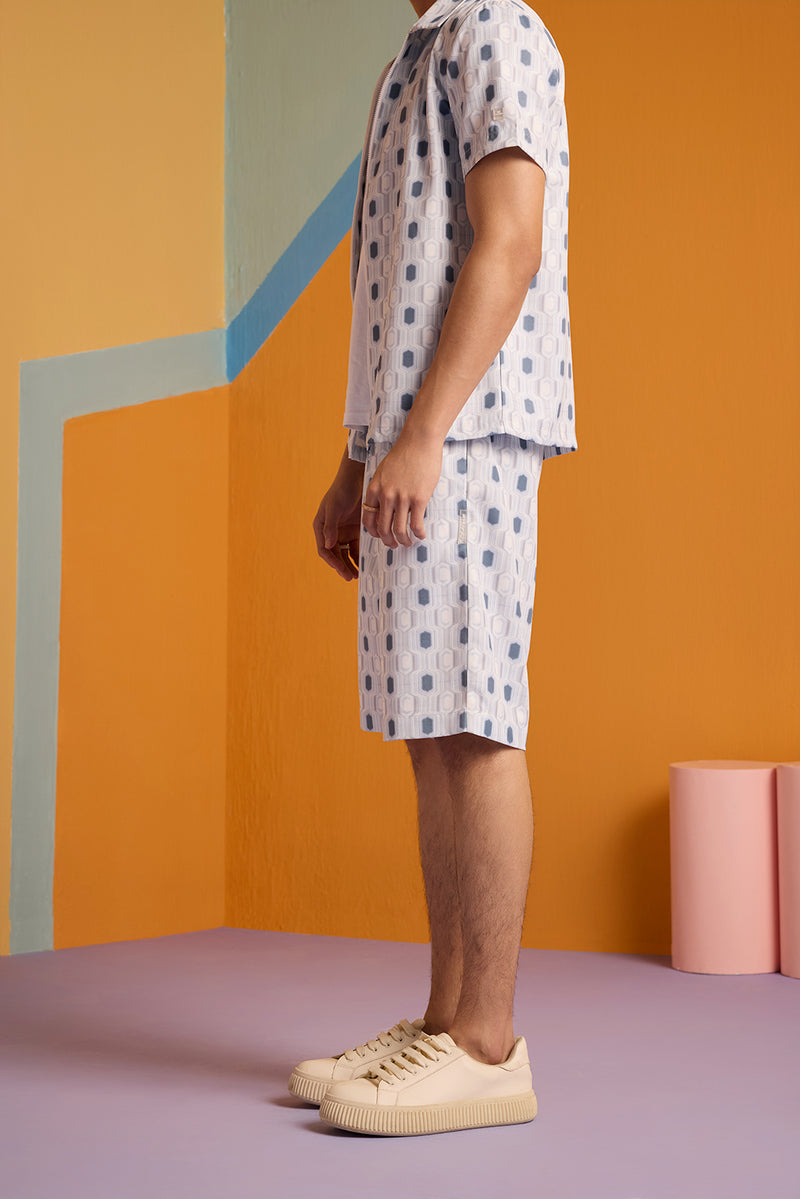 Geo Fusion Shorts - Greyish Blue