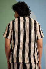 Ebony-Edge Crochet Shirt