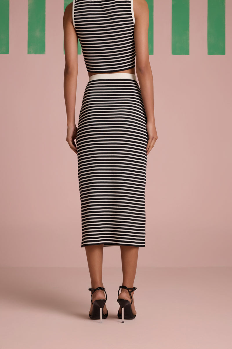 Monotone Muse Ribbed Fitted Skirt