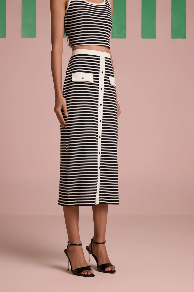 Monotone Muse Ribbed Fitted Skirt