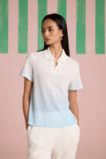 Serene Stitch Ombre Top - Sky Kelp