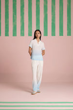 Serene Stitch Ombre Top - Sky Kelp
