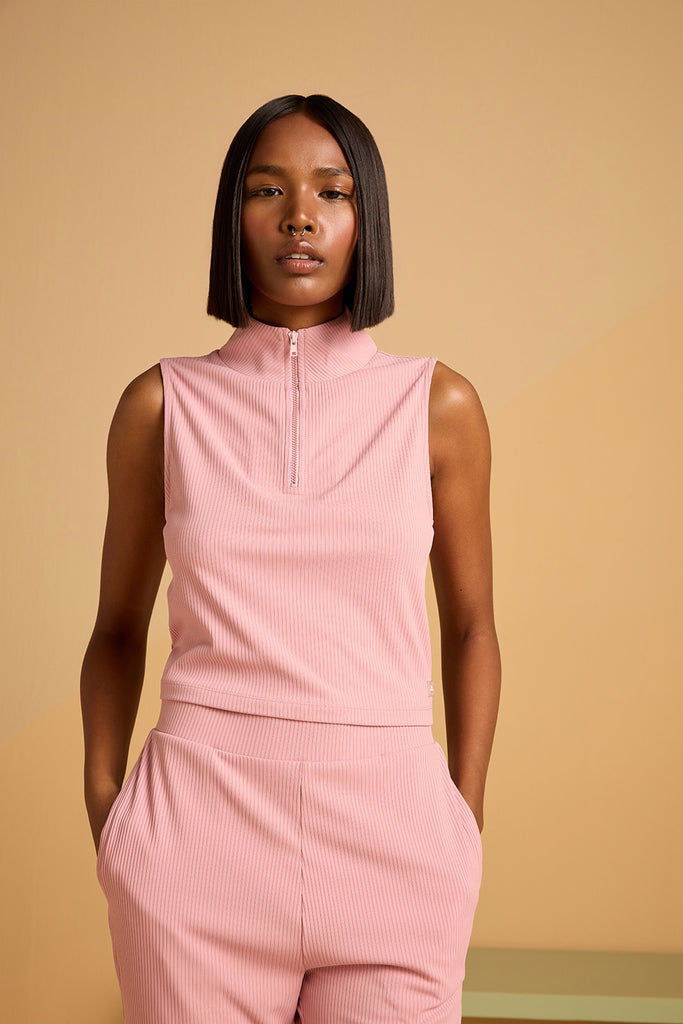 Blush Breeze Zip-Up Top