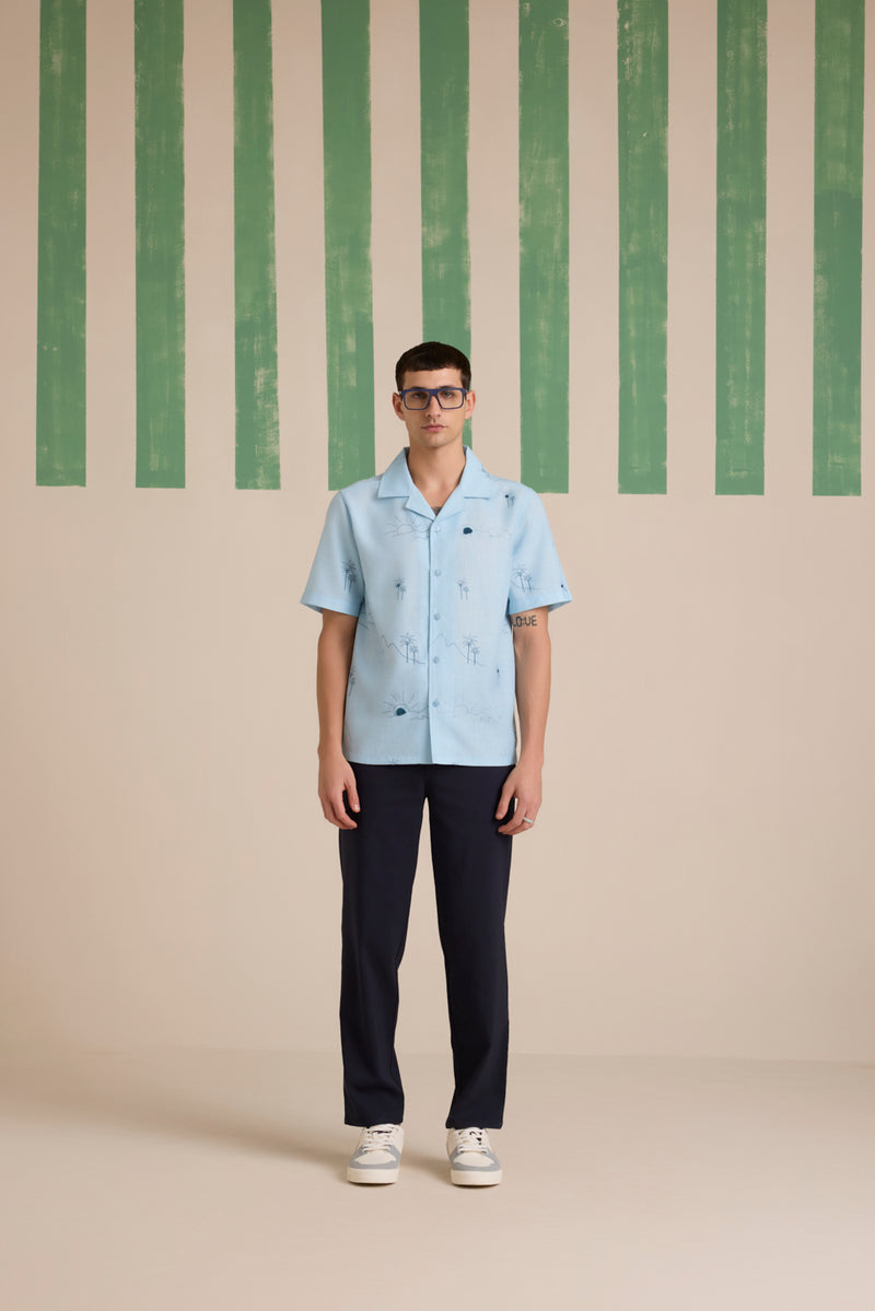 Flora Wave Linen Shirt