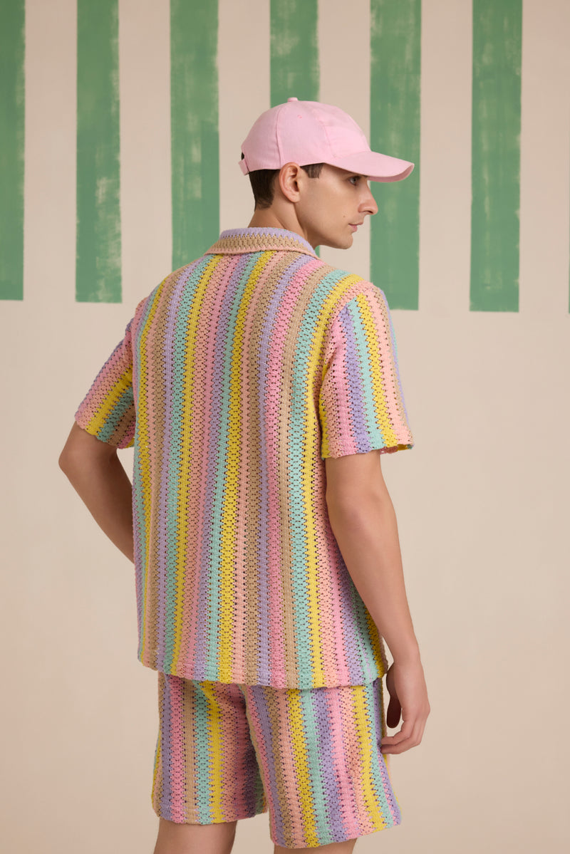Kaleido Stripes Crochet Shirt