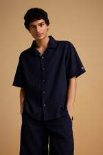 Textured Terrain Shirt - Navy Blue