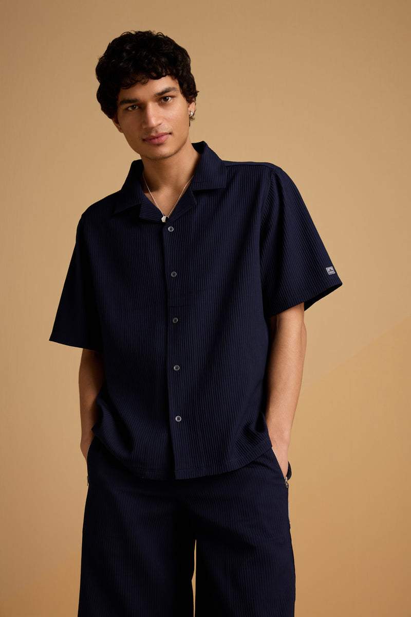 Textured Terrain Shirt - Navy Blue