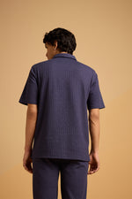 Maritime Zip-Up Shirt - Navy Blue