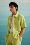 Emerald Breeze Zip-up Shirt